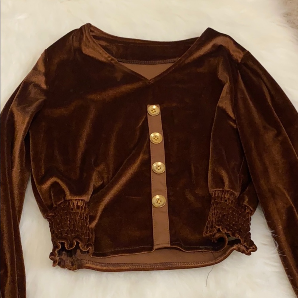 Brown crushed velvet top
